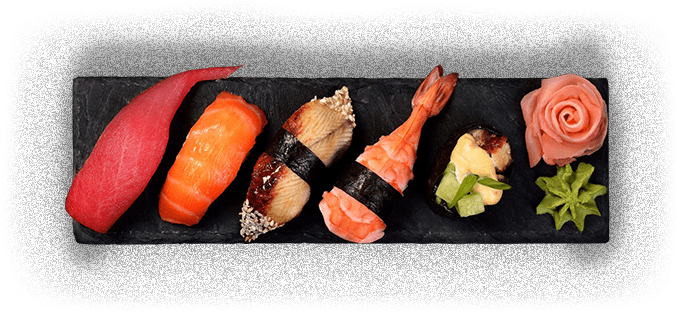 Pizarra con selección de nigiris — Sushisom